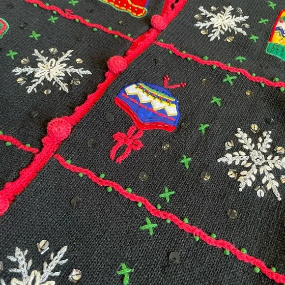 Vintage Cherokee Size Medium Christmas Holiday Winter Ugly Sweater‎ Embroidered - Picture 2 of 9
